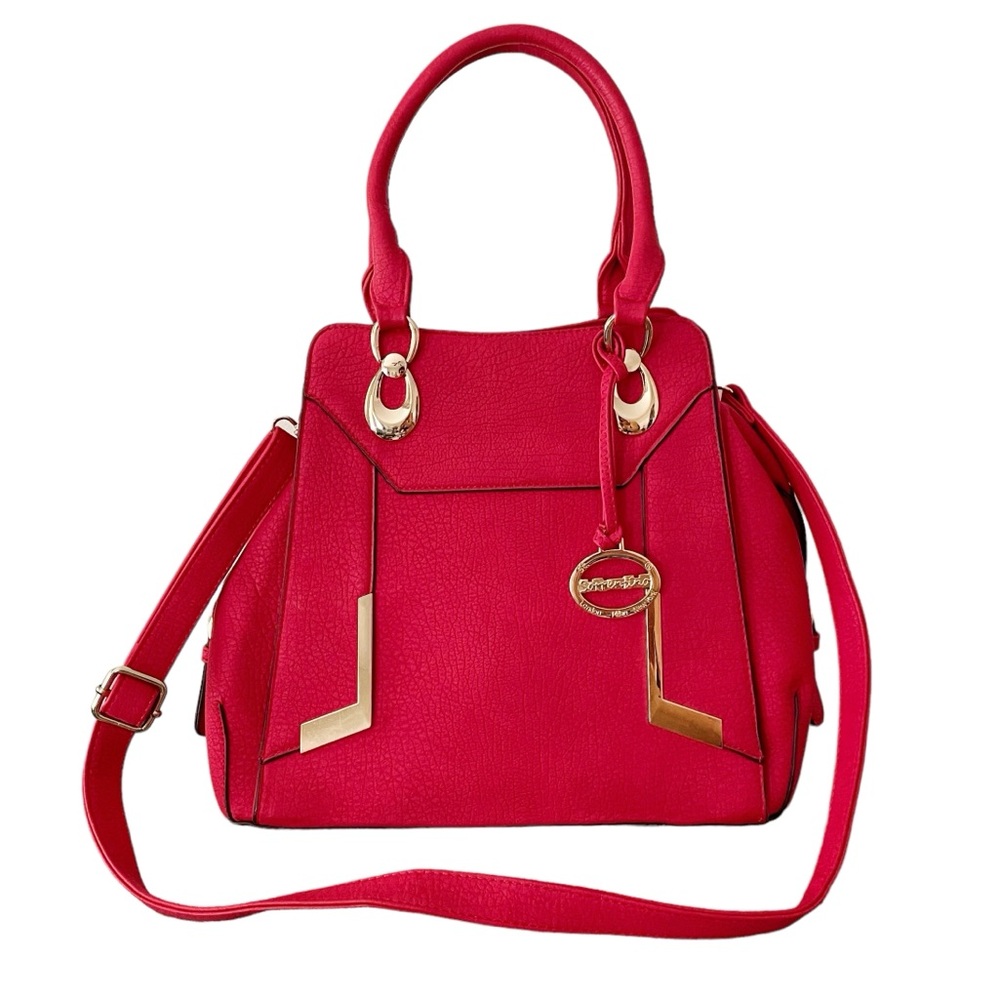 Sorrentino Vibrant Red Leather Satchel Crossbody Purse